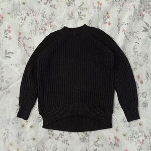 AllSaints Hand Beaded Cable Knit Oversized Cotton Wool Mock Neck Heavy